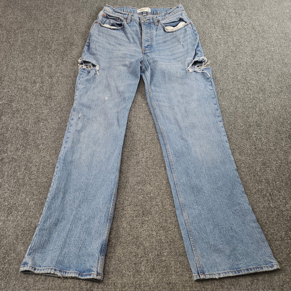 Abercrombie Fitch Jeans Size 28 90s Baggy‎ Low Rise Distressed Wide Leg Y2K